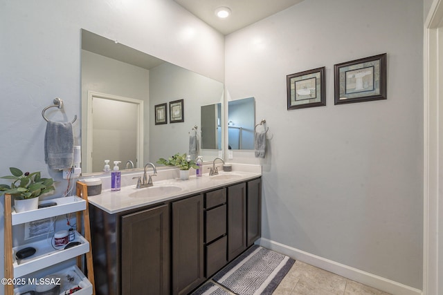 bathroom with vanity and tile patterned floors