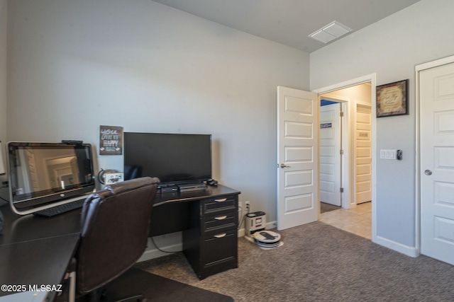 office space featuring light colored carpet