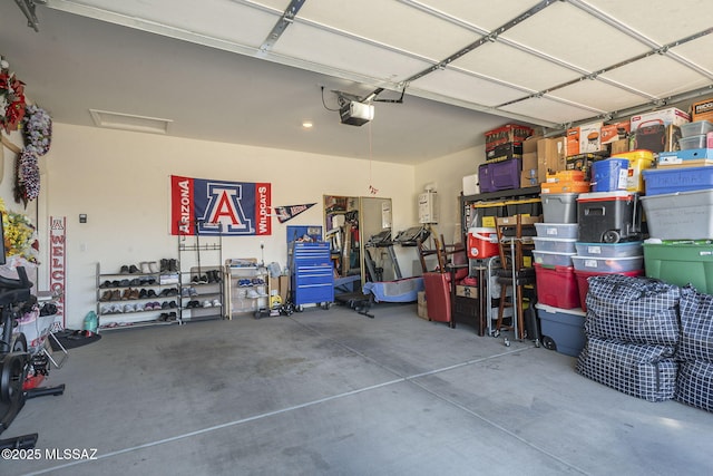 garage with a garage door opener