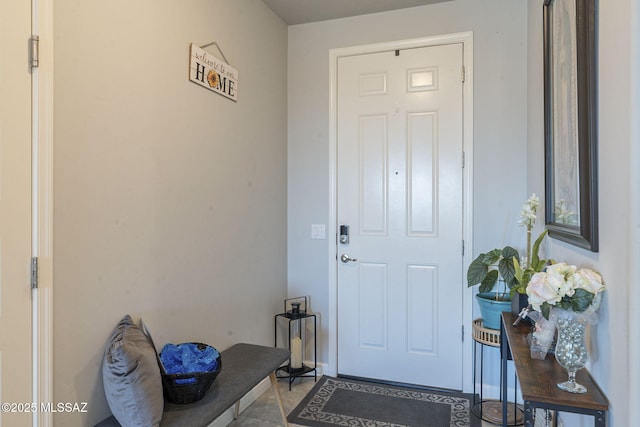 interior space featuring light tile patterned flooring