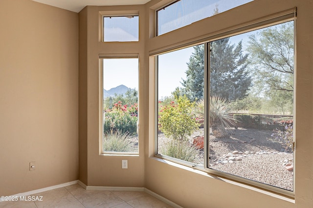 interior space featuring a mountain view