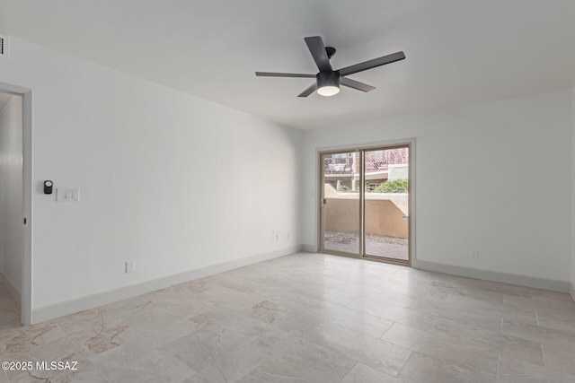 unfurnished room with ceiling fan