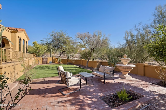 view of patio featuring an outdoor hangout area