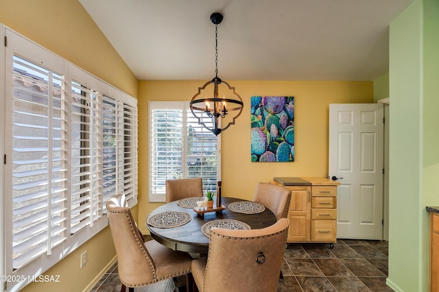 dining area with a chandelier