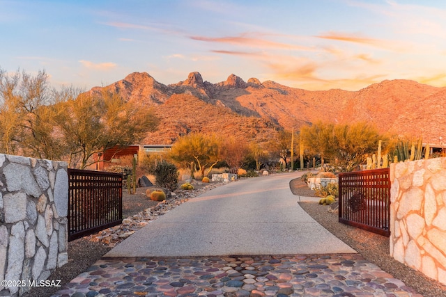 view of street with a mountain view