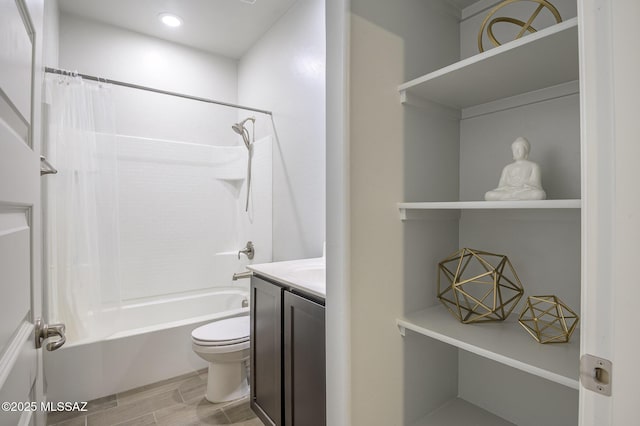 10139 N Sand Sage Trl, Marana, AZ 85653 - full bathroom featuring shower / bath combination with curtain, vanity, and toilet