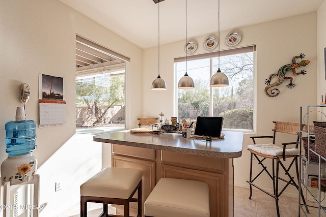 view of tiled home office