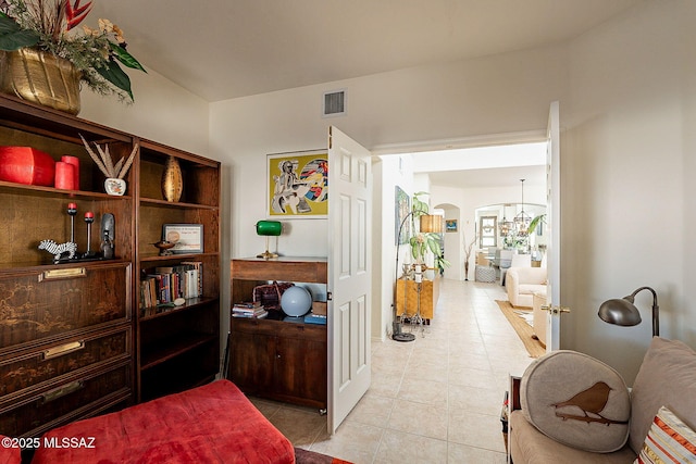 interior space with light tile patterned floors