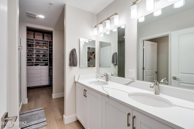 bathroom featuring wood-type flooring and vanity