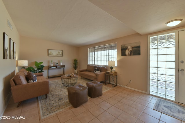 view of tiled living room