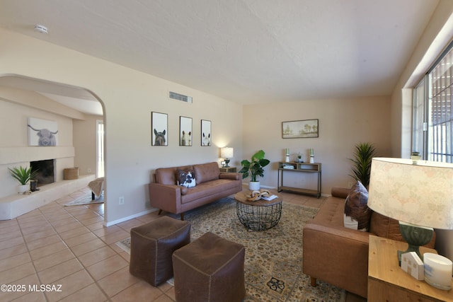 view of tiled living room