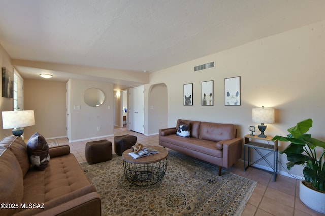 view of tiled living room