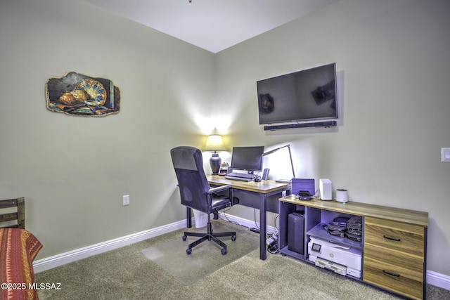 view of carpeted home office