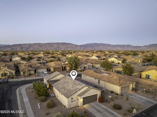 drone / aerial view with a mountain view