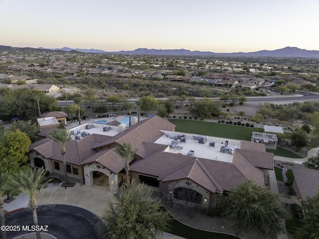 10221 S Rose Wagon Way, Vail, AZ 85641 - aerial view at dusk featuring a mountain view