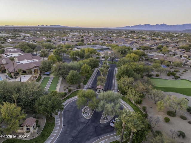 10221 S Rose Wagon Way, Vail, AZ 85641 - aerial view at dusk with a mountain view and a residential view