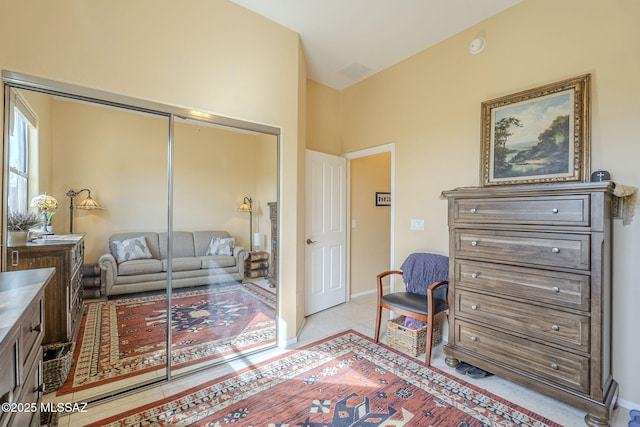 interior space featuring light tile patterned flooring