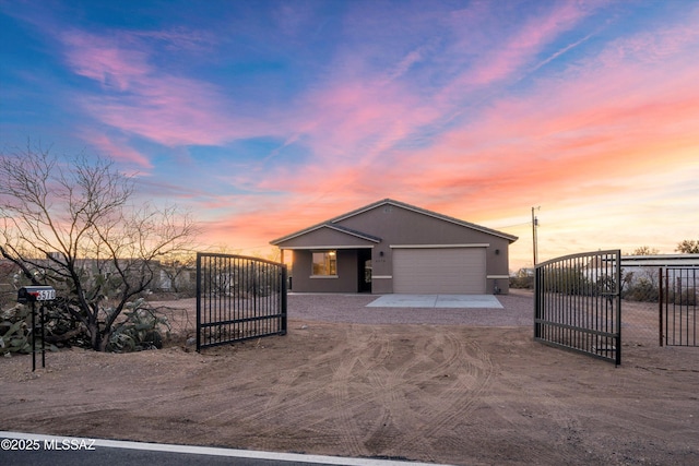 view of front of home with a garage