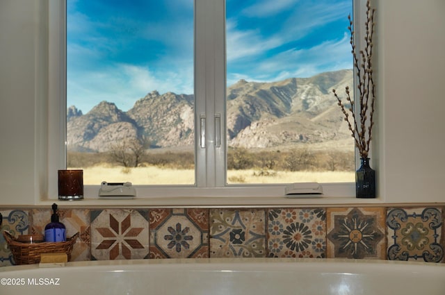 interior details featuring a mountain view