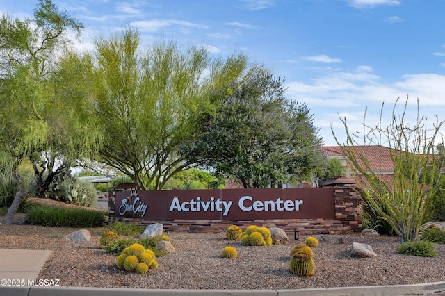 view of community sign