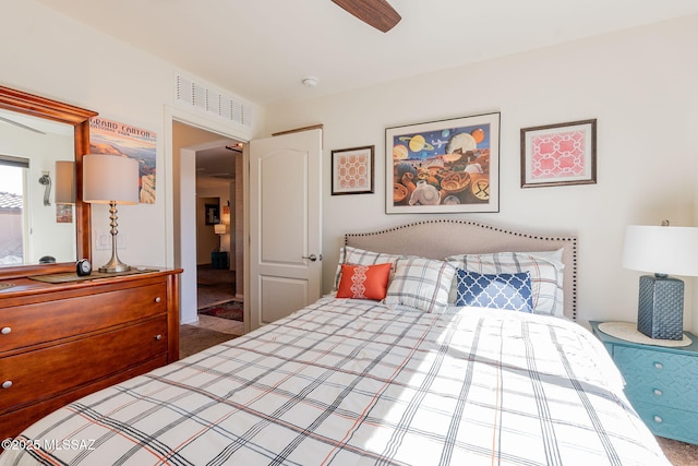 bedroom featuring ceiling fan