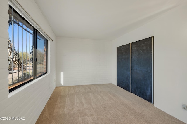 unfurnished bedroom featuring carpet and a closet