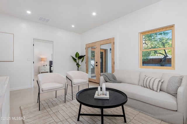 living room with french doors