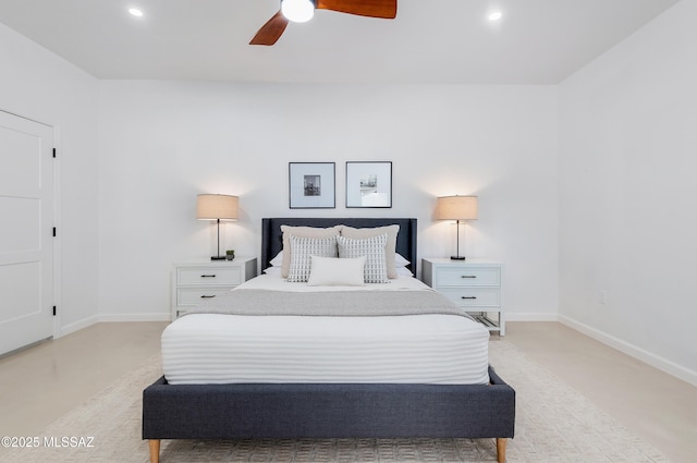 bedroom featuring ceiling fan