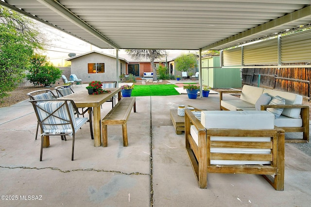 view of patio featuring an outdoor living space