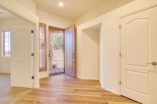 foyer featuring light wood-type flooring