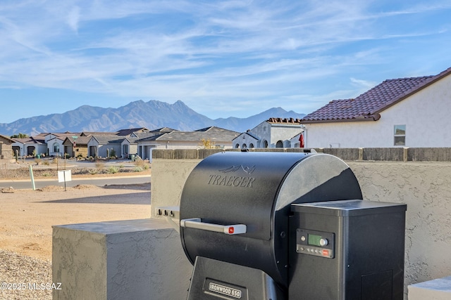 exterior space featuring a mountain view