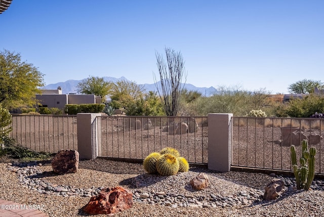 view of yard featuring a mountain view