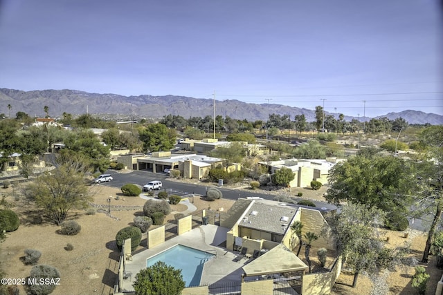 drone / aerial view with a mountain view