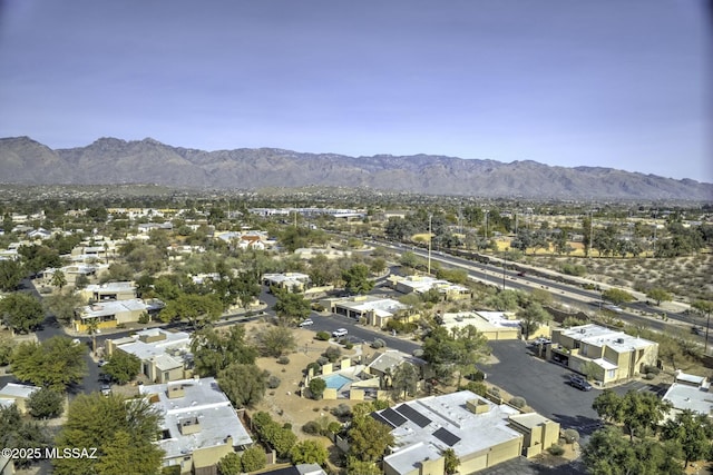 drone / aerial view with a mountain view