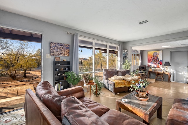 view of tiled living room