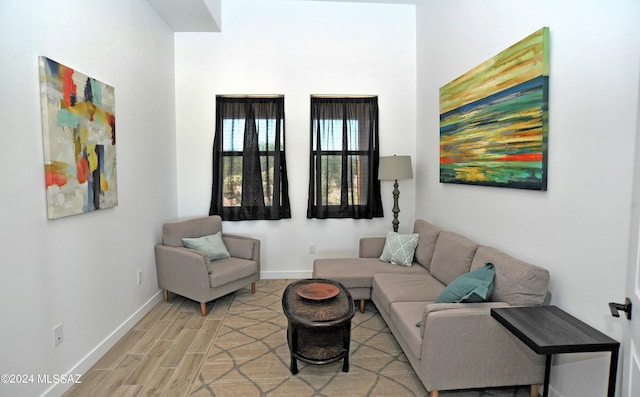 living room featuring light wood-type flooring