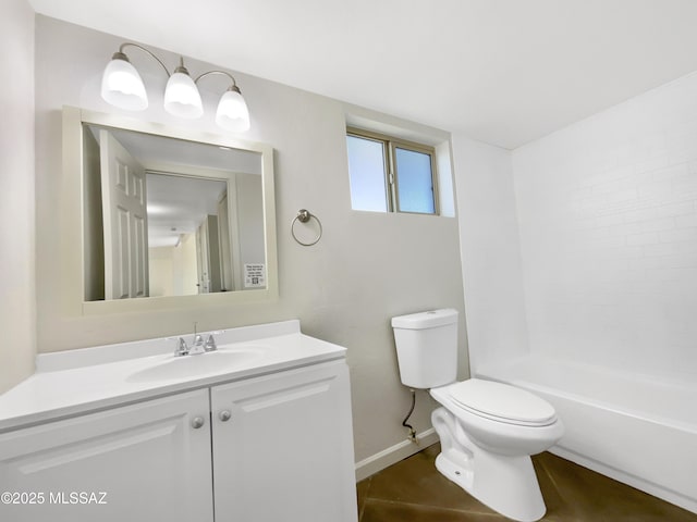 full bathroom featuring vanity, tile patterned floors, shower / bathtub combination, and toilet