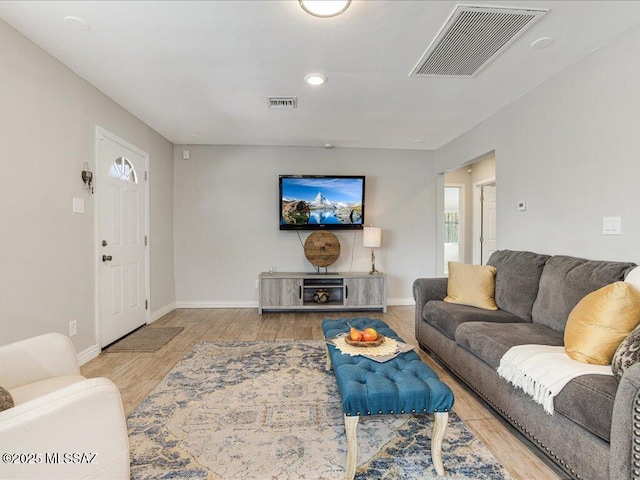 living room featuring light hardwood / wood-style floors