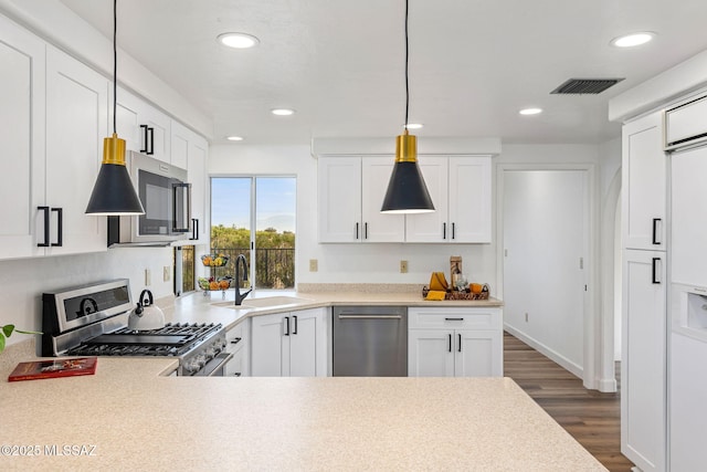 4725 N Placita De Concha, Tucson, AZ 85745 - kitchen featuring appliances with stainless steel finishes, a sink, light countertops, recessed lighting, and wood finished floors
