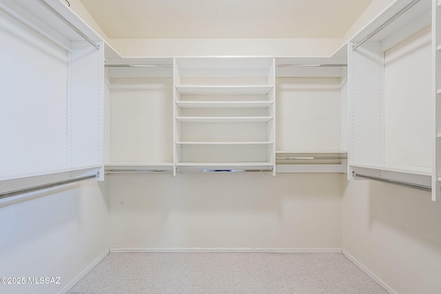 walk in closet with carpet