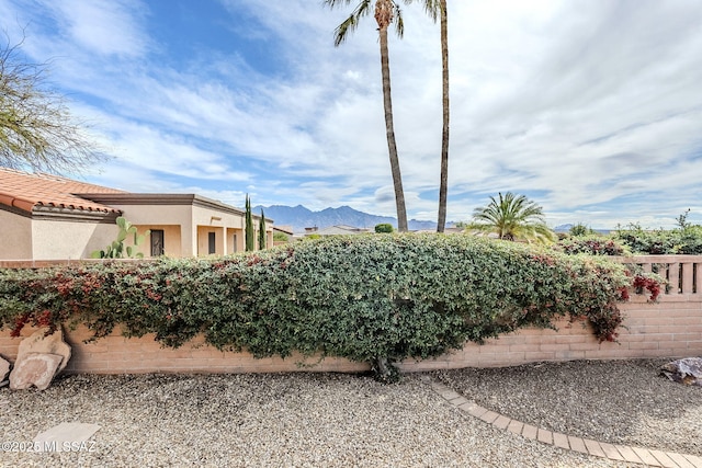 view of yard featuring a mountain view