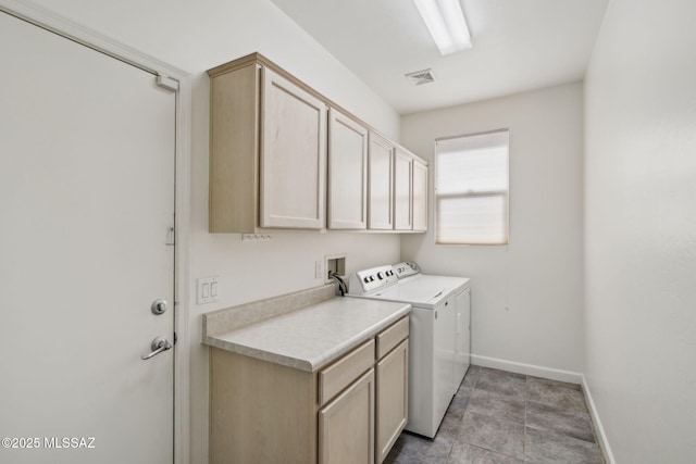 laundry area with cabinets and separate washer and dryer