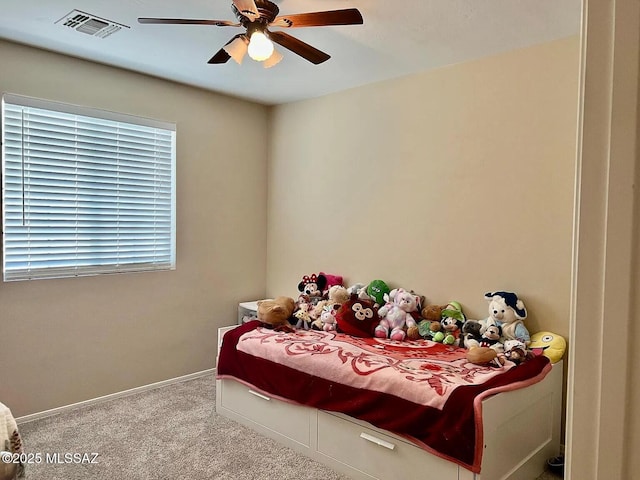 bedroom with carpet and ceiling fan