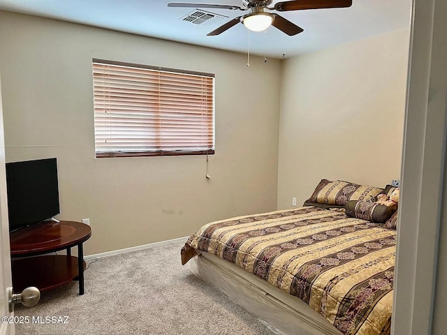 bedroom with carpet floors and ceiling fan