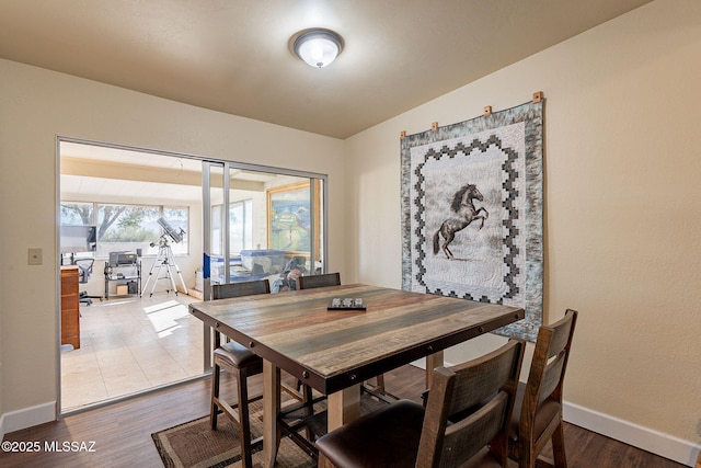 dining area with wood-type flooring