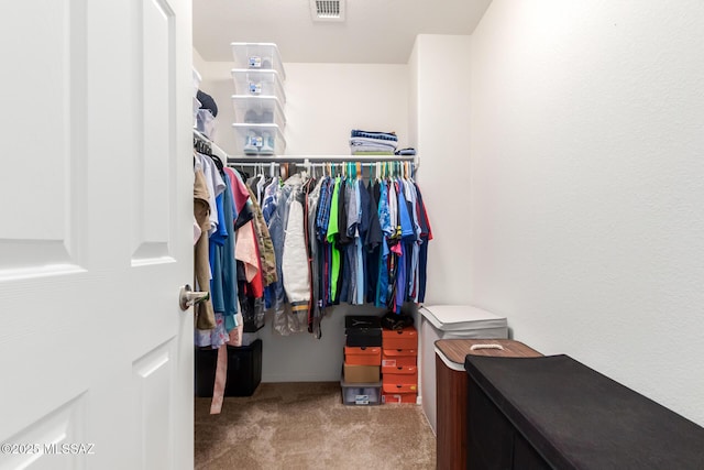 walk in closet featuring carpet