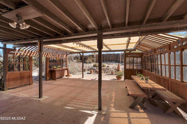 view of patio featuring a pergola