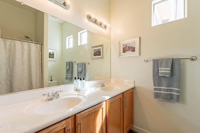 13774 N High Mountain View Pl, Tucson, AZ 85739 - full bath with double vanity and a shower with shower curtain