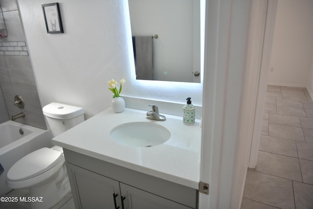 full bathroom with vanity, shower / bathtub combination, and toilet