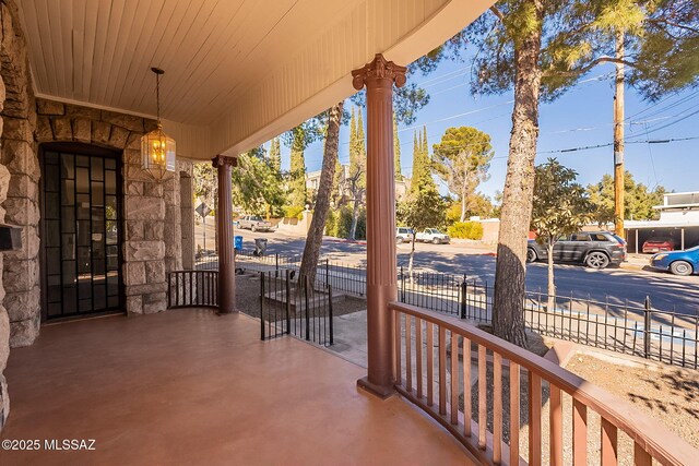 view of patio featuring a porch